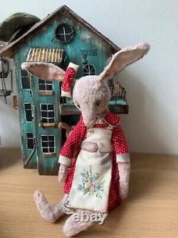 Artist OOAK Handmade Rabbit Olivia, Collectible bunny toy