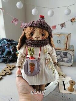 Artist Rabbit Bunny Bear Vintage Style Their friends OOAK Teddy Doll Jointed