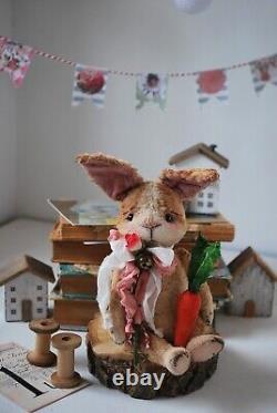 Artist Rabbit Bunny Bear Vintage Style Their friends OOAK Teddy Doll Jointed