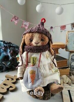 Artist Rabbit Bunny Bear Vintage Style Their friends OOAK Teddy Doll Jointed