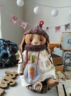 Artist Rabbit Bunny Bear Vintage Style Their friends OOAK Teddy Doll Jointed