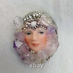 Artists Blythe And Snodgrass Pendant Or Pin Ooak Beautiful Amethyst, Opal Stone