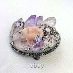 Artists Blythe And Snodgrass Pendant Or Pin Ooak Beautiful Amethyst, Opal Stone