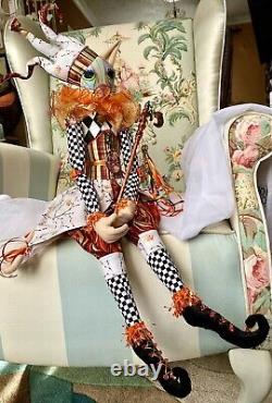 Big Handmade Art Textile Autumn Jester Cat 27 Collectable, Art Doll, OOAK