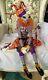 Big Handmade Art Textile Halloween Jester Cat 27 Collectable, Art Doll, Ooak