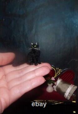 Black cat Realistic miniature handmade OOAK 112 dollhouse handsculpted IGMA