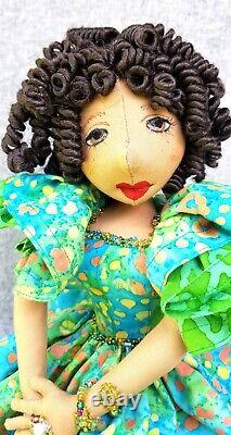 Black dolls no. 311 Selena African American handmade ooak cloth doll