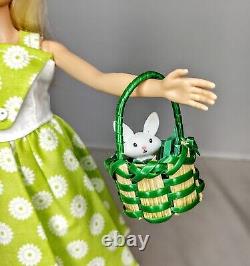 Blonde Lime Green Spring Dress Easter Basket Barbie Doll OOAK Custom Handmade