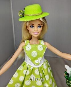 Blonde Lime Green Spring Dress Easter Basket Barbie Doll OOAK Custom Handmade