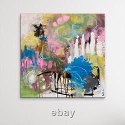 Bold Colorful OOAK original painting Contemporary Abstract Art on canvas byKatC