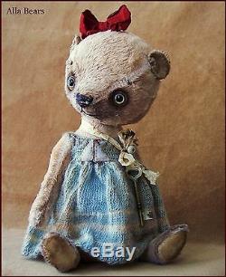 By Alla Bears artist Old Vintage Antique Teddy bear art doll hand made baby toy