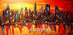 CITYSCAPE Original Oil PAINTING Abstract Modern CANVAS VTYITEE3