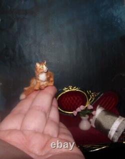 Cat Rose Realistic miniature handmade OOAK 112 dollhouse handsculpted Ines IGMA
