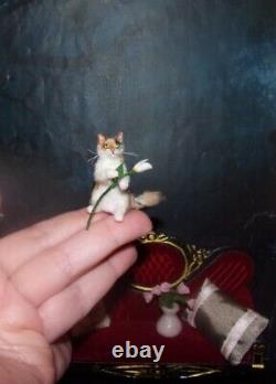 Cat Tulip miniature handmade OOAK 112 dollhouse realistic handsculpted IGMA