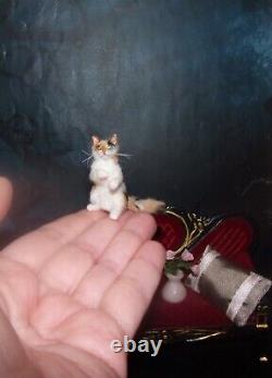 Cat Tulip miniature handmade OOAK 112 dollhouse realistic handsculpted IGMA