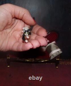 Cat in the box miniature handmade OOAK 112 dollhouse realistic handsculpte IGMA