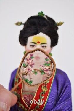 Chinese girl Fantasy Ooak Doll Polymer Clay Sculpture by Annarosa Indennimeo