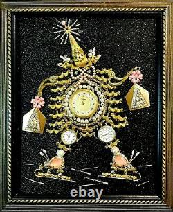 Christmas Tree/santa Clausframed Jewelry One Of A Kind Art Unique Vintage Gift