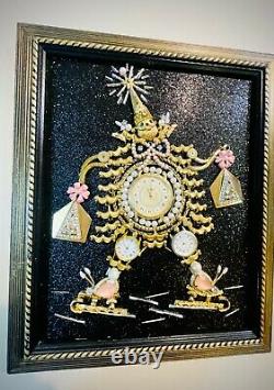 Christmas Tree/santa Clausframed Jewelry One Of A Kind Art Unique Vintage Gift