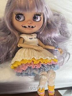 Custom Blythe Doll OOAK Cute Fun 2021 Artist Unicorn Doll Purple Hair with Teeth