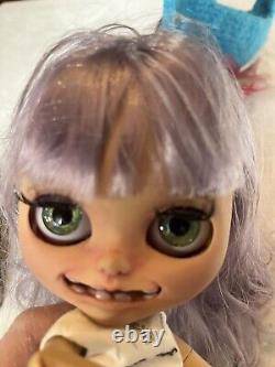 Custom Blythe Doll OOAK Cute Fun 2021 Artist Unicorn Doll Purple Hair with Teeth
