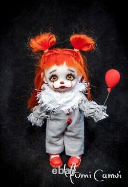 Custom Doll OOAK repaint Pennywise It Holala styled artist doll by Yumi Camui