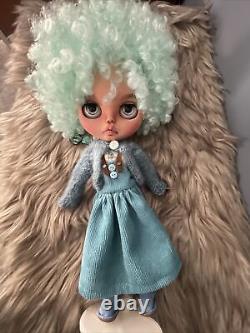 Custom OOAK Blythe Doll Blue Curly Hair