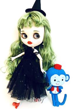 Custom OOAK Blythe Wicked Witch 12 Joint Doll In Outfit With Flying Monkey Pet