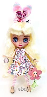 Custom OOAK Middie Blythe Alice Amid The Flowers 12 Joint Doll In Cute Outfit