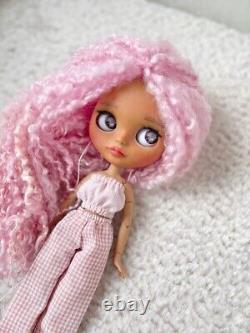 Custom blythe doll ooak new doll tan skin pink hair FREE SHIPPING