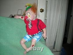 Cute zombie clown Halloween bloated bloody scary reborn baby artist OOAK doll