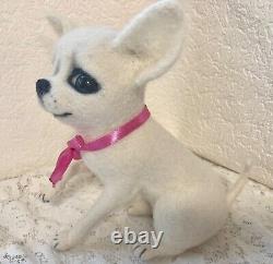 Dog Figurine, Little Chihuahua Puppy, OOAK handmade Dog, felted wool toy