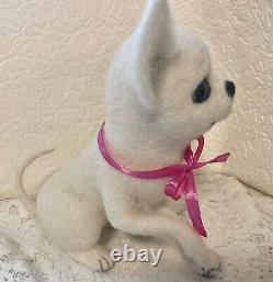 Dog Figurine, Little Chihuahua Puppy, OOAK handmade Dog, felted wool toy