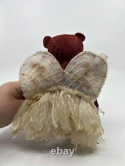 Doll & Teddy Bears by Oksana Artist Red Angel Bear Handmade Vintage Lace OOAK
