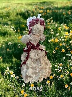 Dollhouse 12 Scale Artist Doll, Edwardian Lady In Large Bonnet, OOAK