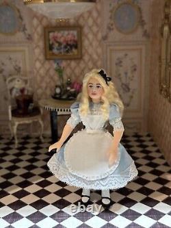 Dollhouse Miniature Artisan Alice in Wonderland 112 Child Doll with rabbit