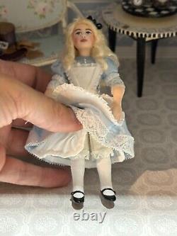 Dollhouse Miniature Artisan Alice in Wonderland 112 Child Doll with rabbit