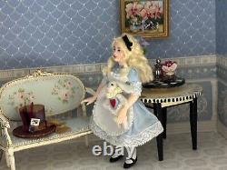 Dollhouse Miniature Artisan Alice in Wonderland 112 Child Doll with rabbit