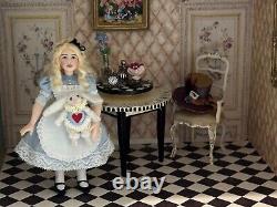 Dollhouse Miniature Artisan Alice in Wonderland 112 Child Doll with rabbit