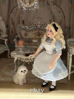 Dollhouse Miniature Artisan Alice in Wonderland 112 Child Doll with rabbit