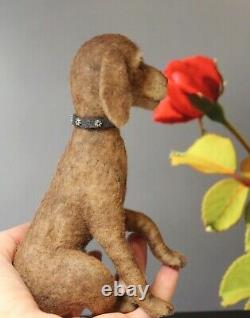 Dollhouse Miniature felted Dog OOAK Drathaar dog toy