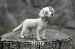 Dollhouse Miniature felted Dog OOAK dog collectible toy