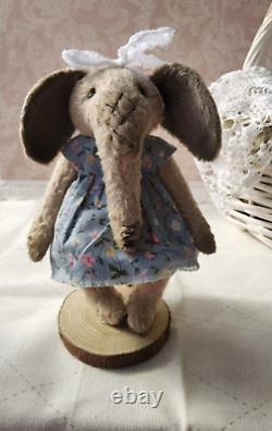 Elephant Teddy bear gifts Artist Handmade Birthday presents Girls gift OOAK doll
