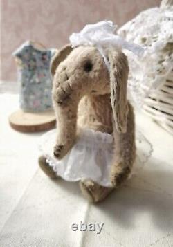 Elephant Teddy bear gifts Artist Handmade Birthday presents Girls gift OOAK doll