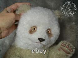 Emil baby panda bear teddy Christmas, New Year, gift, Realistic 14 in OOAK