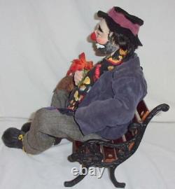 Emmett Kelley Clown 1990s Needle Sculptured Personality on Bench Bab's NEW OOAK