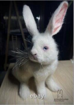 Exquisite Unique OOAK Life-Size Needle-Felted Wool Bunny Rabbit Artist Sculpture