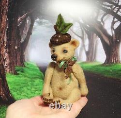 Felted mini bear, bear ooak toy, artist bear, collectible bear