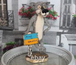 Felted wolf ooak toy, artist wolf collectible handmade toy, Ukrainian souvenir