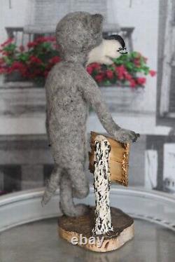 Felted wolf ooak toy, artist wolf collectible handmade toy, Ukrainian souvenir